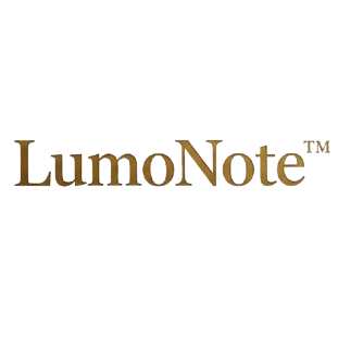 Lumonote logo in gold on a white background